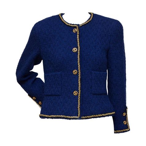 chanel tweed jacket blue|Chanel tweed jacket for sale.